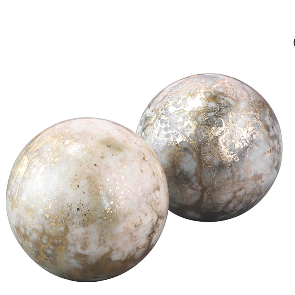 Marble Orb Bookends, Silver/Gold (Set of two)